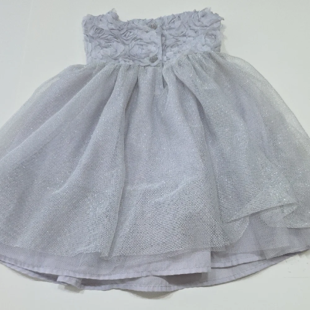 First Impressions Gray Tulle Occasion Dress Baby Girl 12M Floral Holiday Party